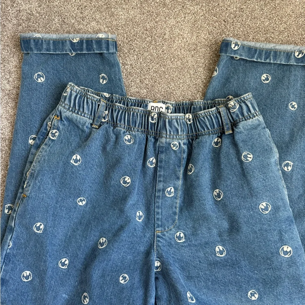 BDG Blue Smiley Fave Patterned Straight Leg Jeans-M - Picture 2 of 4